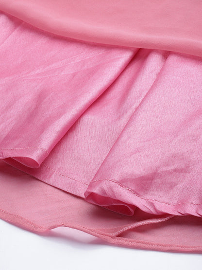 Women's Onion Pink Geogette Sequence Embellished Maxi Dress