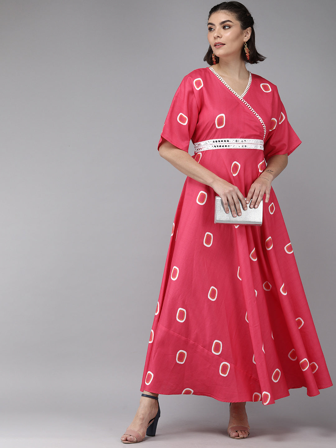 Women's Pink Floral Print Maxi Dress