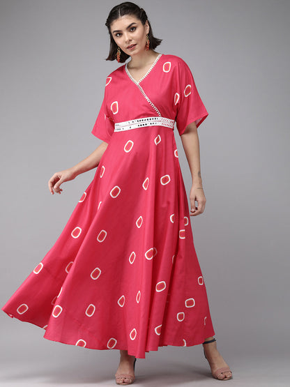 Women's Pink Floral Print Maxi Dress