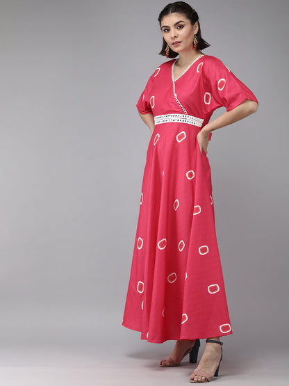 Women's Pink Floral Print Maxi Dress
