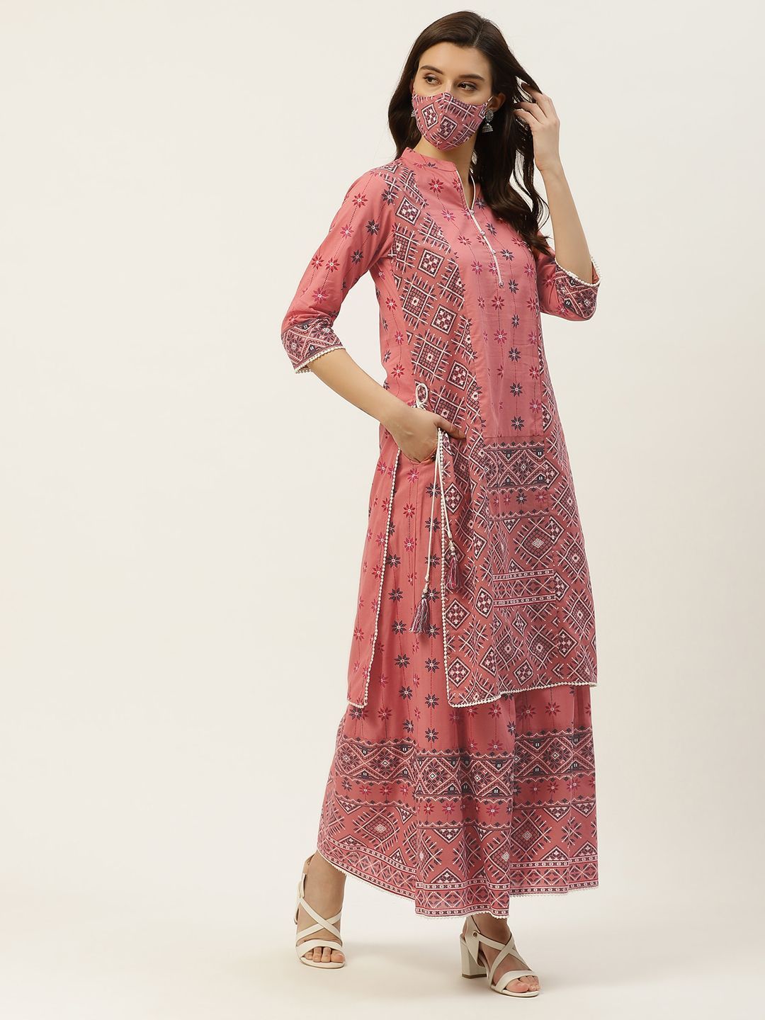 Women's Printed Straight Kurta Palazzo Dupatta Set