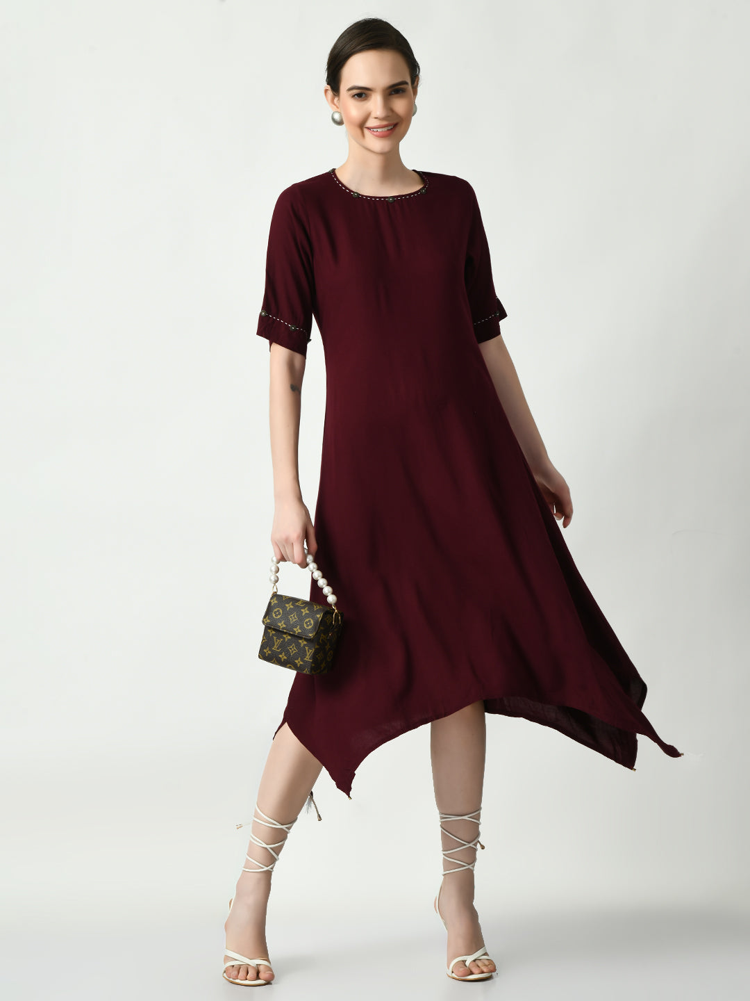 Women's Coffee Brown A-Line Solid Kurta