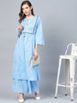 Women's Blue And White Bandhani Print Kurta With Palazzos