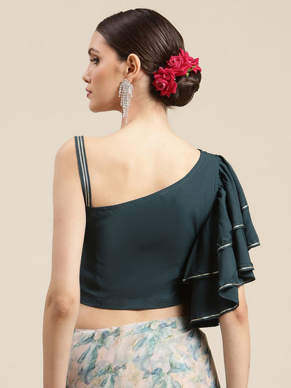 Women's Off White Chiffon Abstract Digital Print Saree