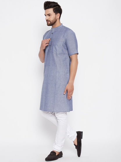 Men's Woven Design Grey Kurta