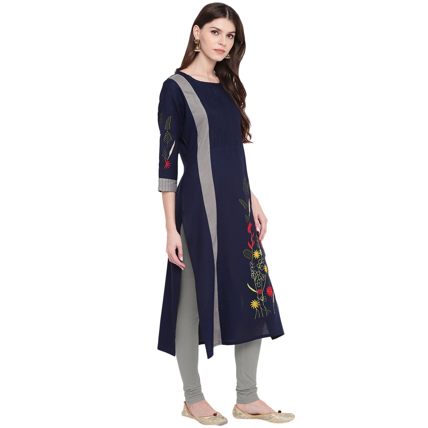Women's Blue & Grey Kurta By Vbuyz- (