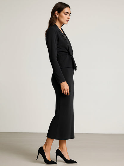 Women's Black Strappy Bodycon Dress With Shrug