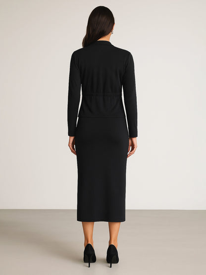 Women's Black Strappy Bodycon Dress With Shrug