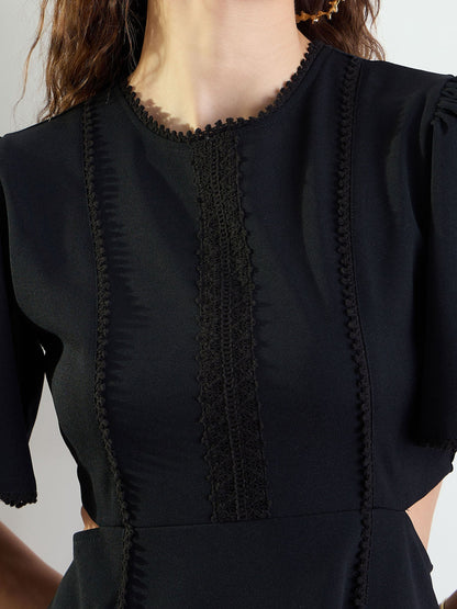 Women's Black Side Cut Out Short Dress
