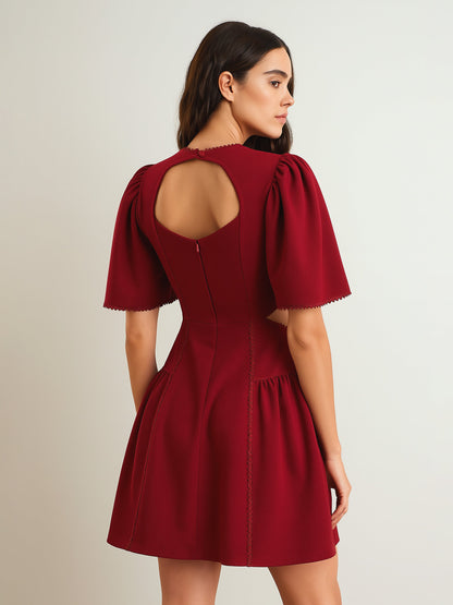 Women's Maroon Side Cut Out Short Dress