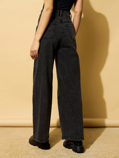 Women's Black Wash Multi Pocket Stretch Straight Jeans