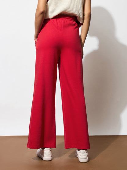 Women's Red Terry Track Pants