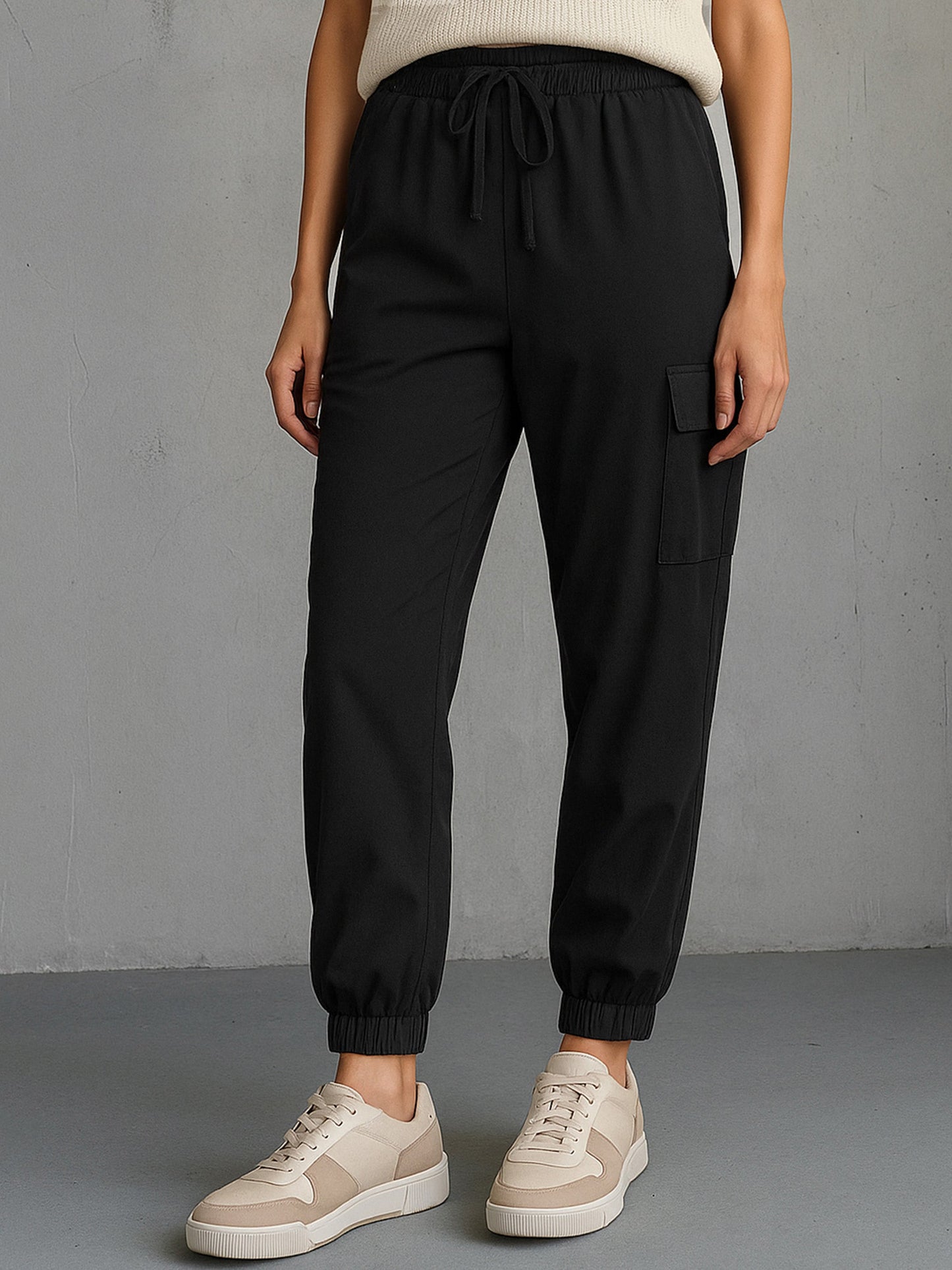 Women's Black Side Pocket Cargo Joggers