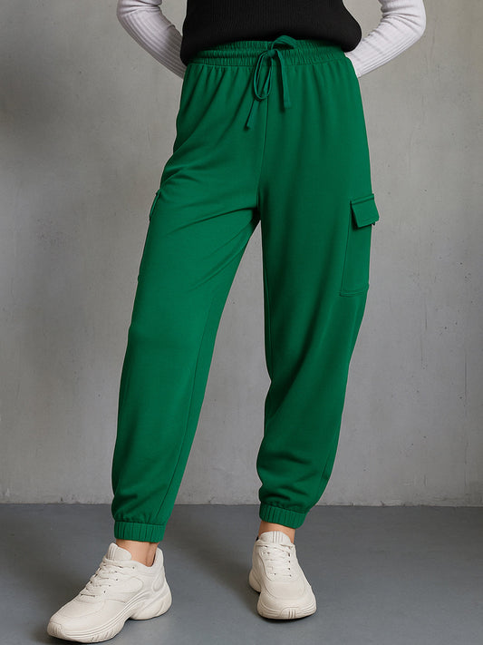 Women's Green Side Pocket Cargo Joggers