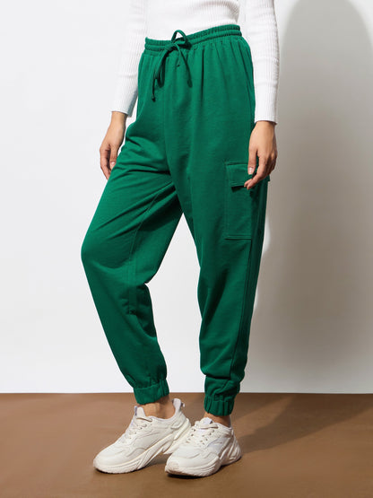 Women's Green Side Pocket Cargo Joggers