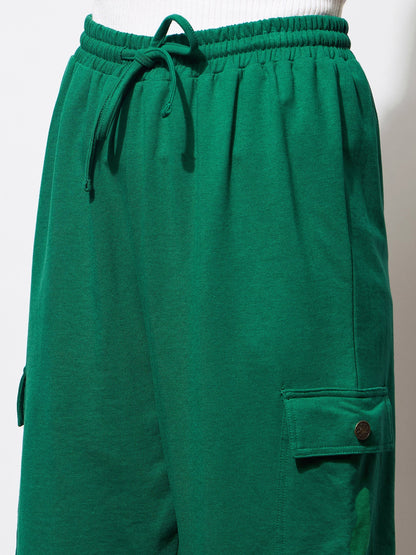 Women's Green Side Pocket Cargo Joggers