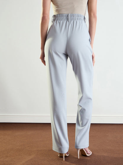 Women's Grey Front Dart Straight Fit Pants