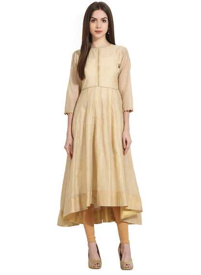 Women's Beige 3/4Th Sleeve Anarkali Kurta