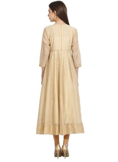 Women's Beige 3/4Th Sleeve Anarkali Kurta