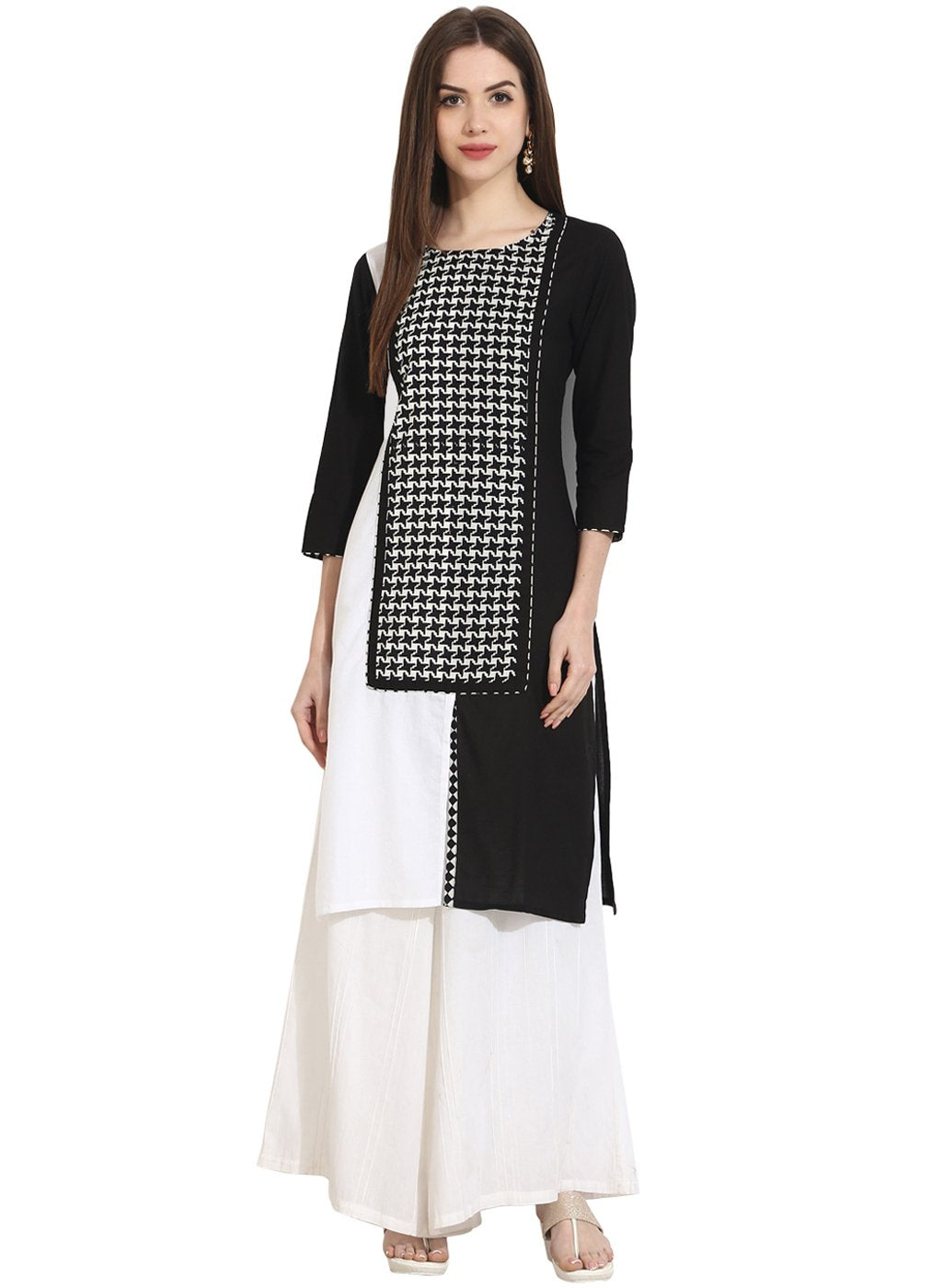 Women's Multi 3/4Th Sleeve Cotton Kurta