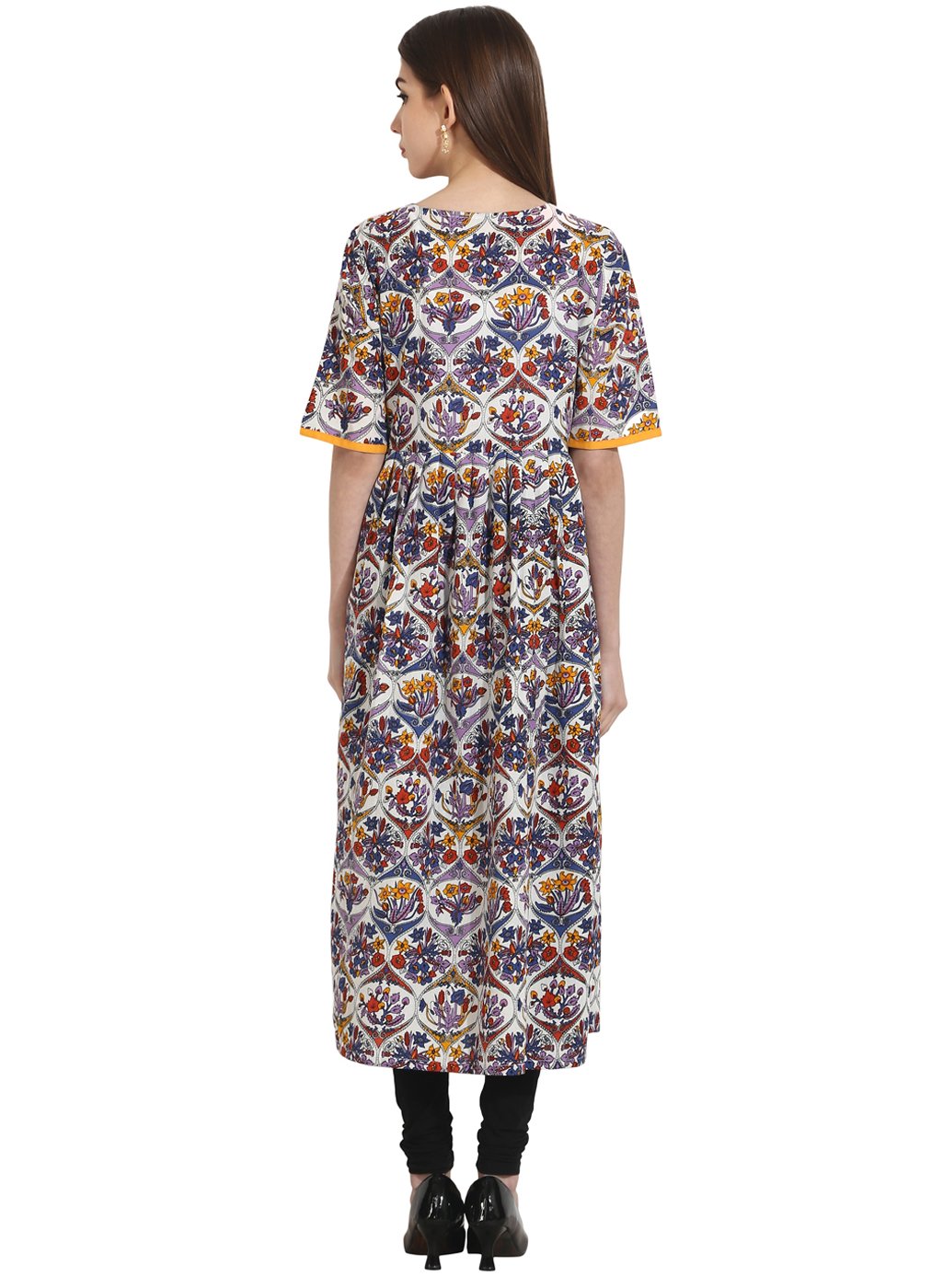 Women's Multi 3/4Th Sleeve Cotton Anarkali Kurta