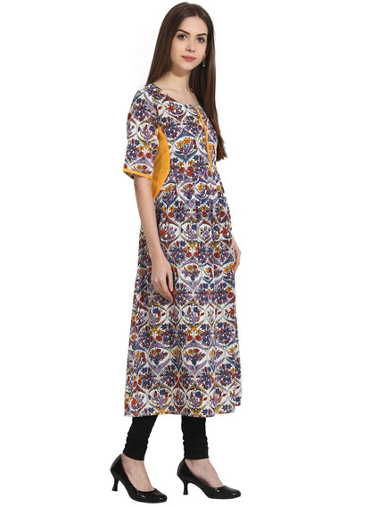 Women's Multi 3/4Th Sleeve Cotton Anarkali Kurta