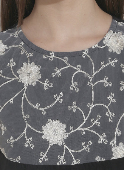 Women's Black Sleevless Cotton Kurti