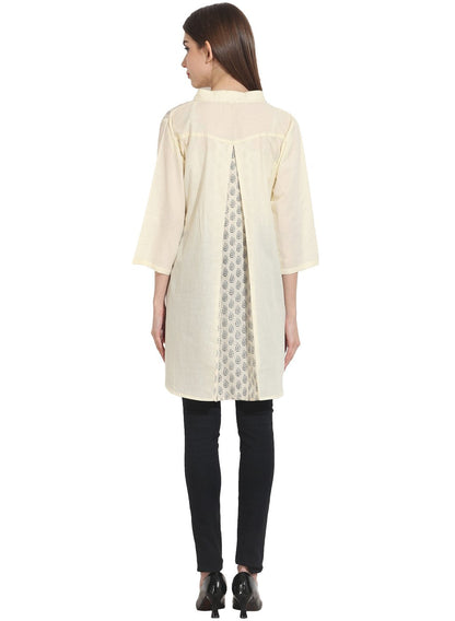 Women's Cream Color 3/4 Sleeve Cotton Tunics