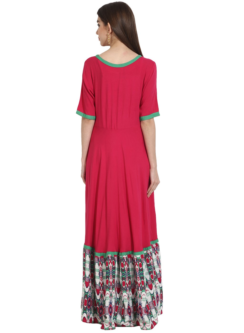 Women's Red Half Sleeve Low Floor Cotton Kurta
