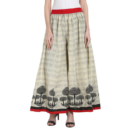 Women's Beige Color Cotton Ankle Length Plazzo