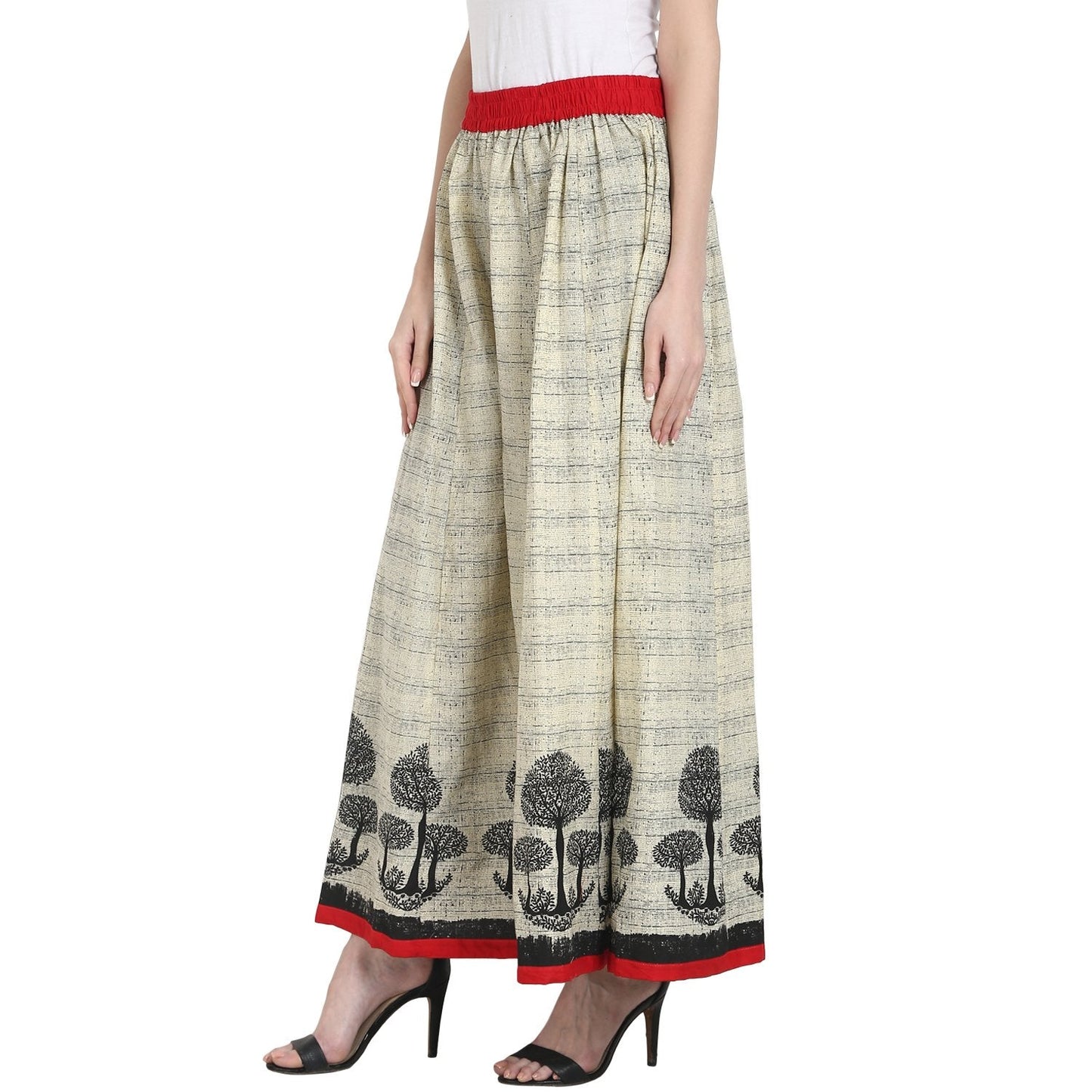 Women's Beige Color Cotton Ankle Length Plazzo