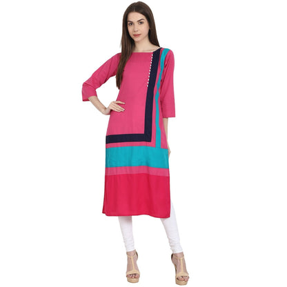 Women's Multi Color 3/4 Sleeve Cotton Kurta