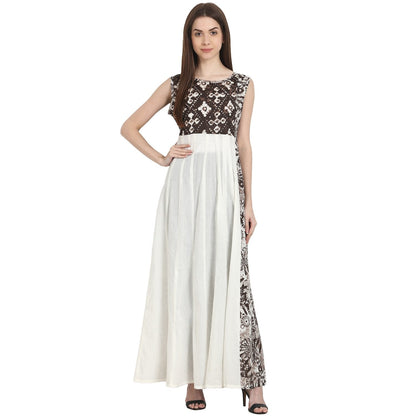 Women's Multi Printed Sleevless Cotton Anarkali Kurta