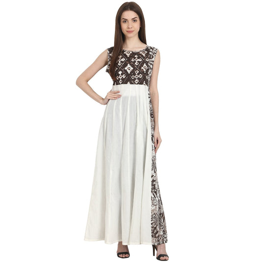 Women's Multi Printed Sleevless Cotton Anarkali Kurta