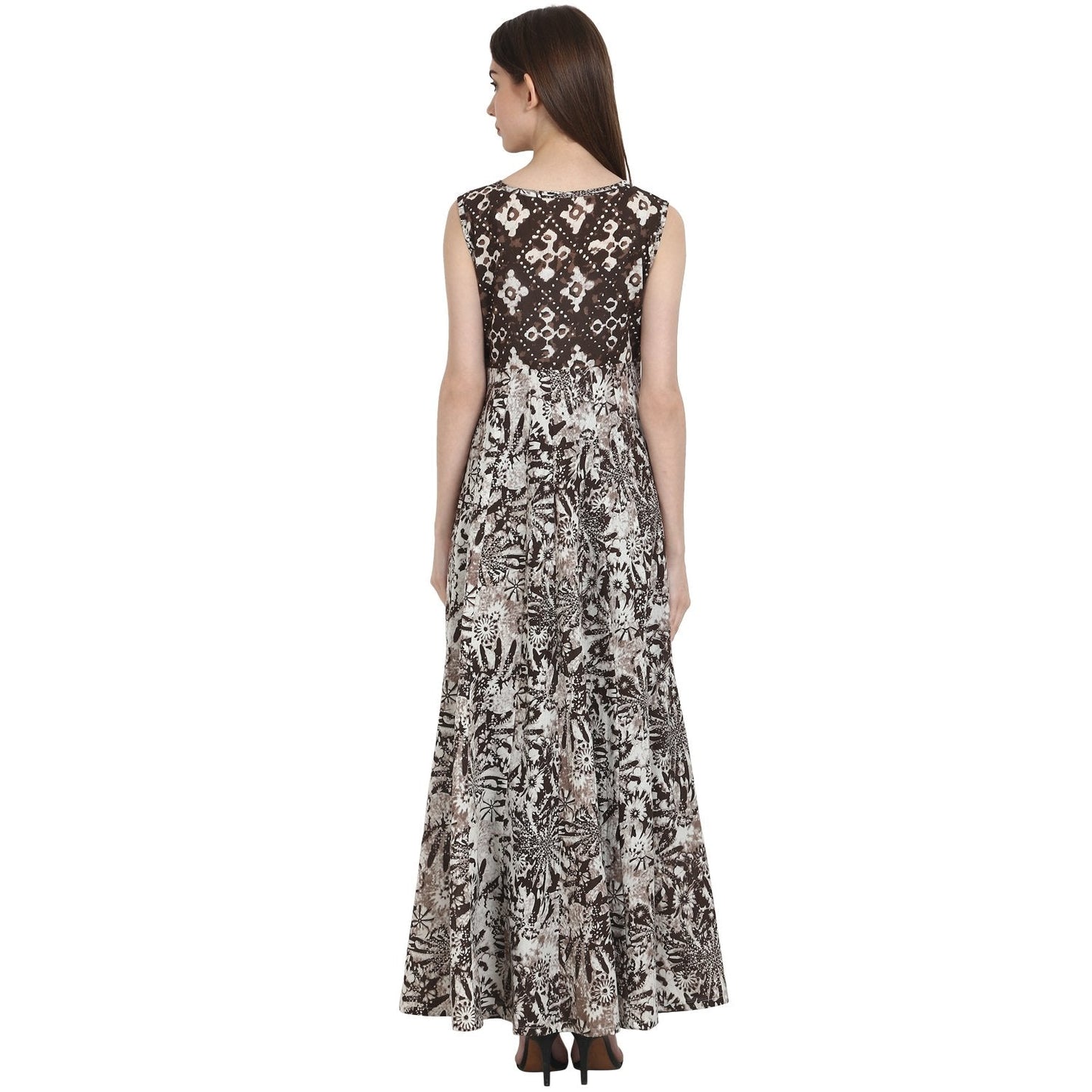 Women's Multi Printed Sleevless Cotton Anarkali Kurta