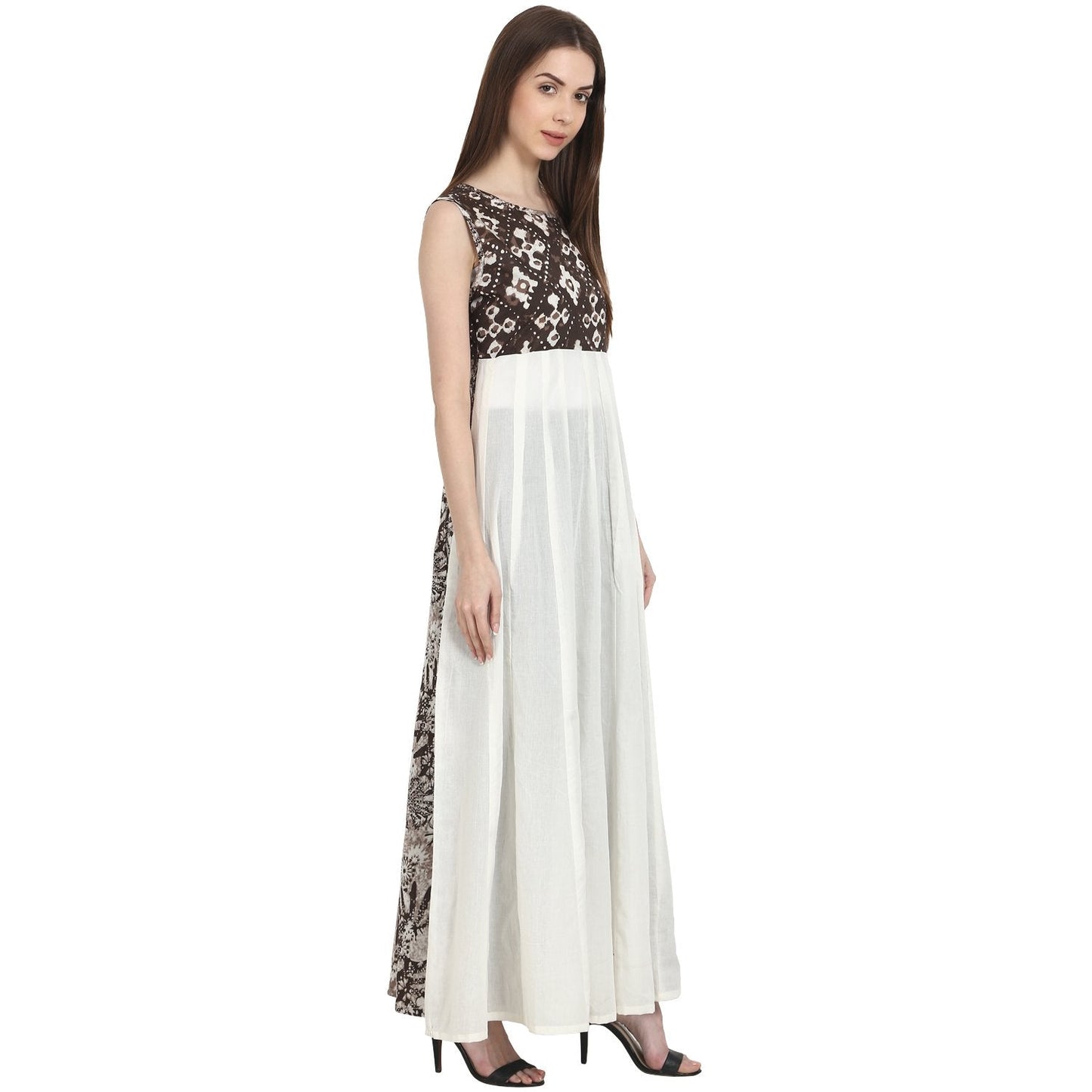 Women's Multi Printed Sleevless Cotton Anarkali Kurta