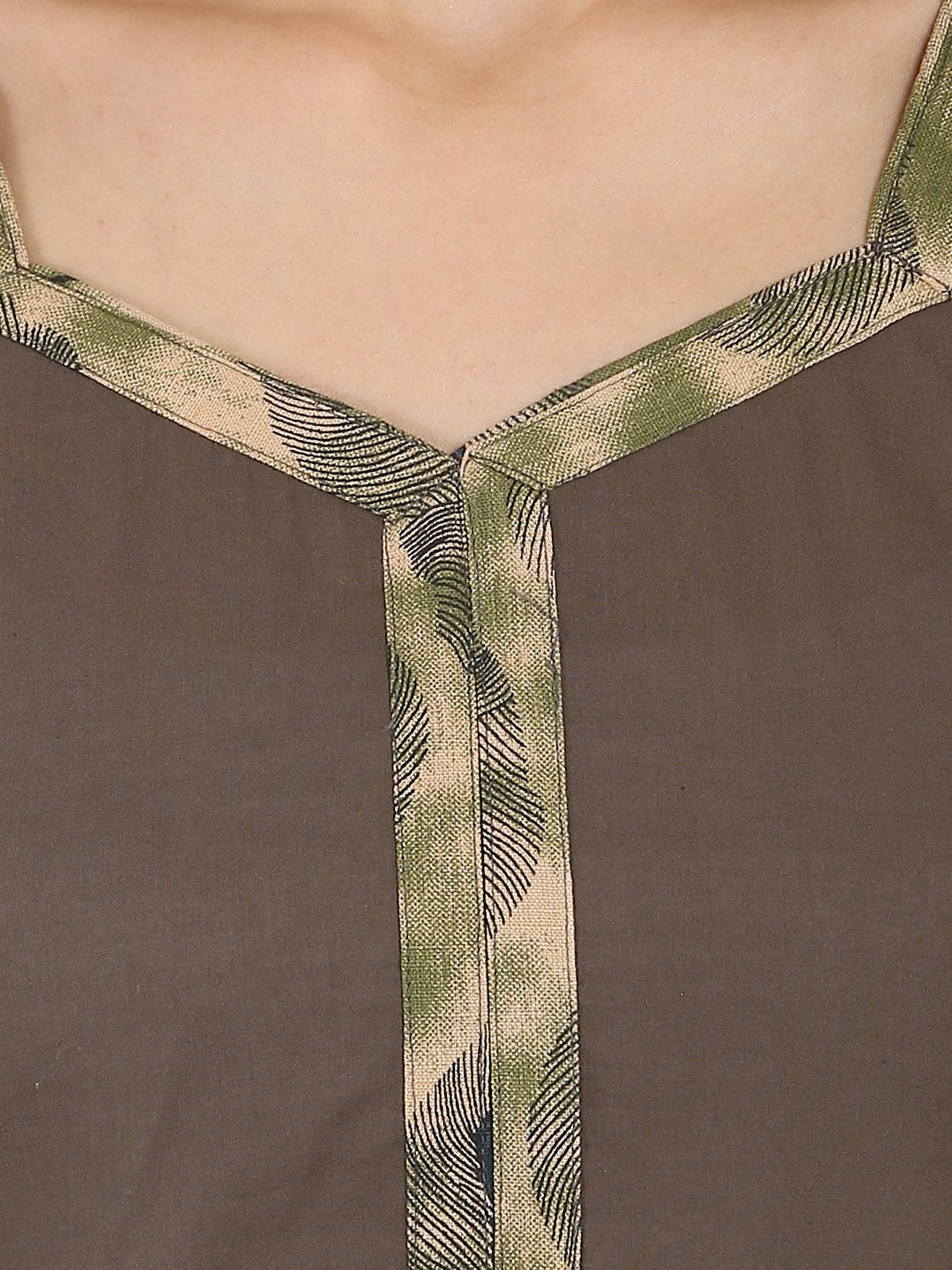 Women's Brown Full Sleeve Cotton Kurta