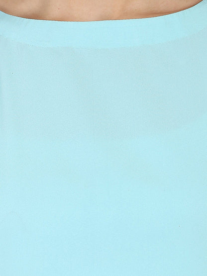 Women's Blue Half Sleeve Crepe A-Line Kurta