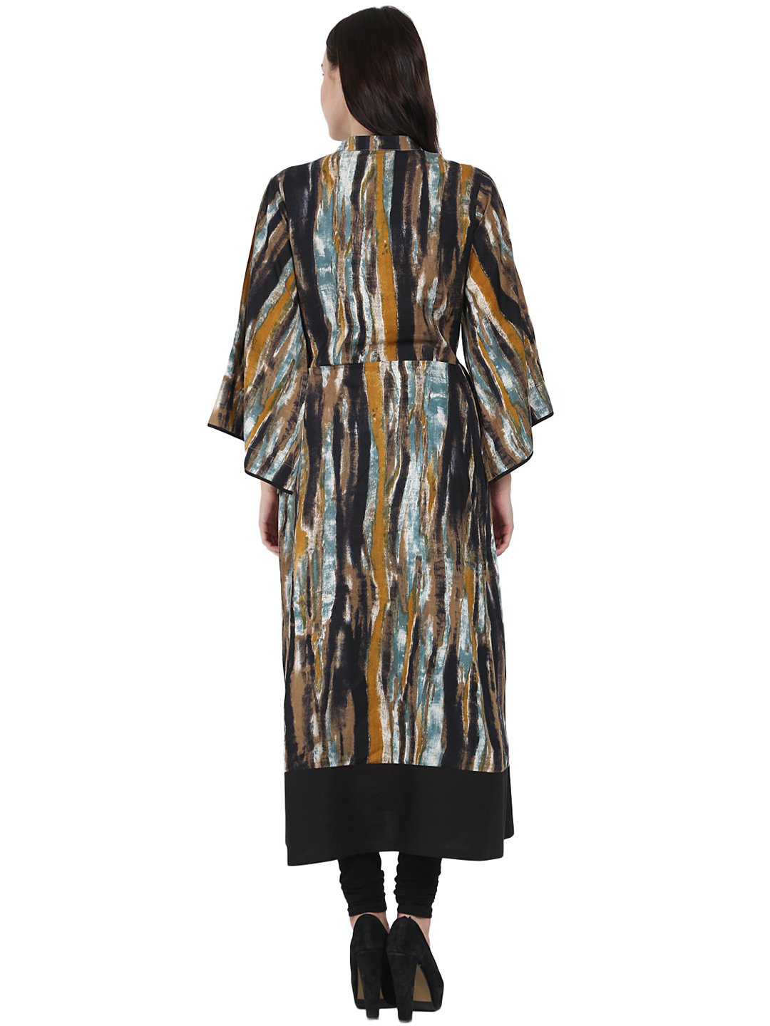 Women's Multi Printed Full Sleeve Cotton Anarkali Kurta With Flared Sleeve