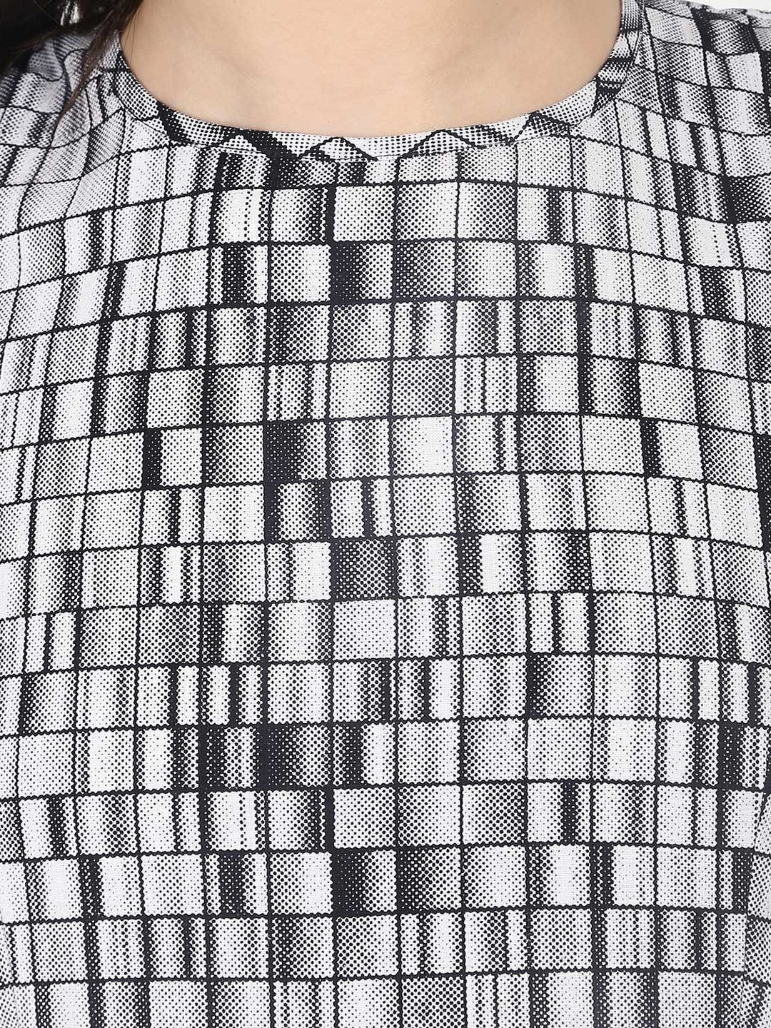 Women's Grey Checked A-Line Kurta