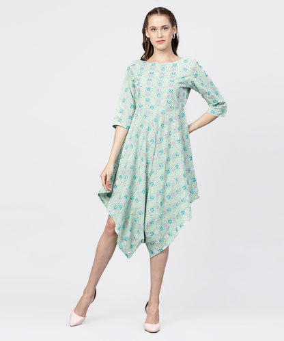 Women's Printed Boat Neck 3/4Th Sleeve Jumpsuit