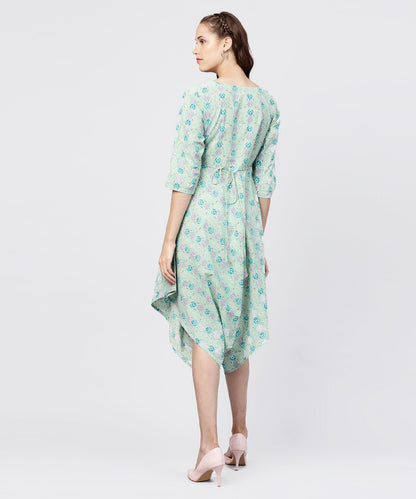 Women's Printed Boat Neck 3/4Th Sleeve Jumpsuit