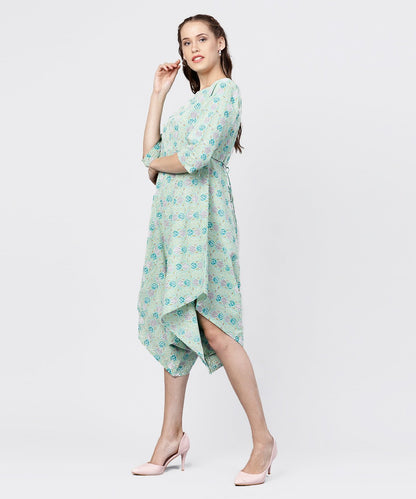 Women's Printed Boat Neck 3/4Th Sleeve Jumpsuit