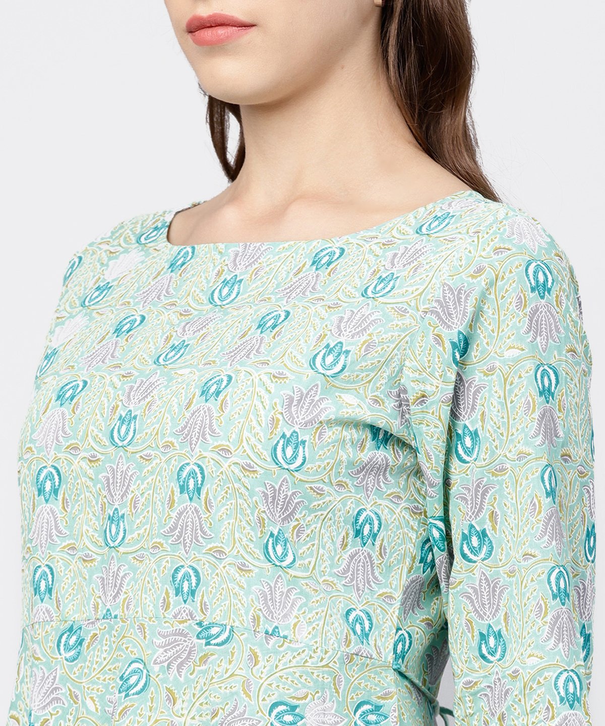 Women's Printed Boat Neck 3/4Th Sleeve Jumpsuit