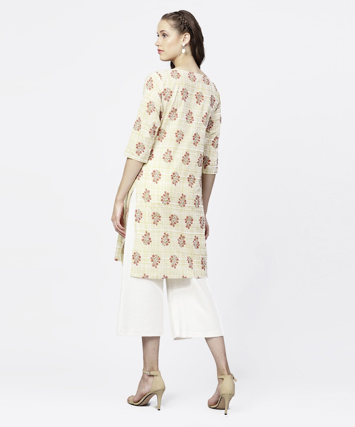 Women's Off White Printed 3/4Th Sleeve Tunic