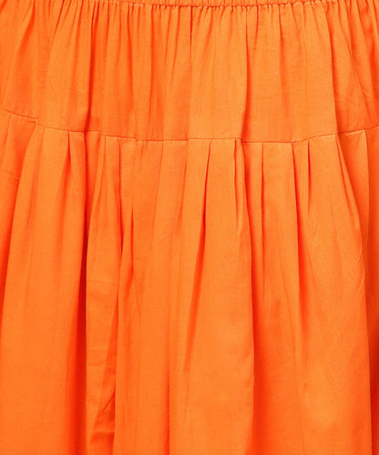 Women's Solid Orange Ankle Length Cotton Dhoti Pant