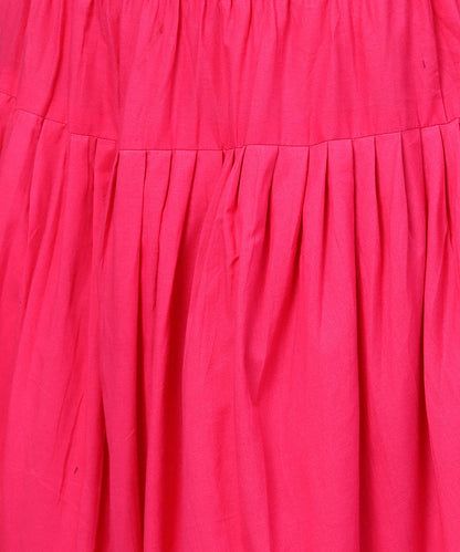 Women's Solid Rani Pink Ankle Length Cotton Dhoti Pant