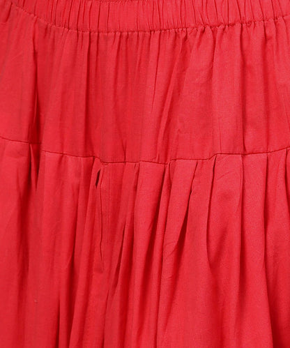 Women's Solid Crimson Red Ankle Length Cotton Dhoti Pant