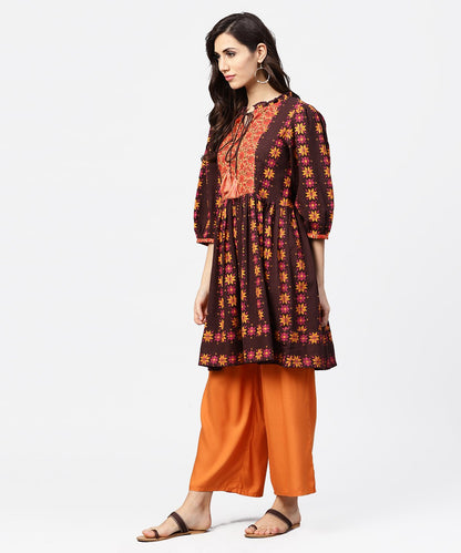Women's Printed 3/4Th Sleeve Cotton A-Line Tunic