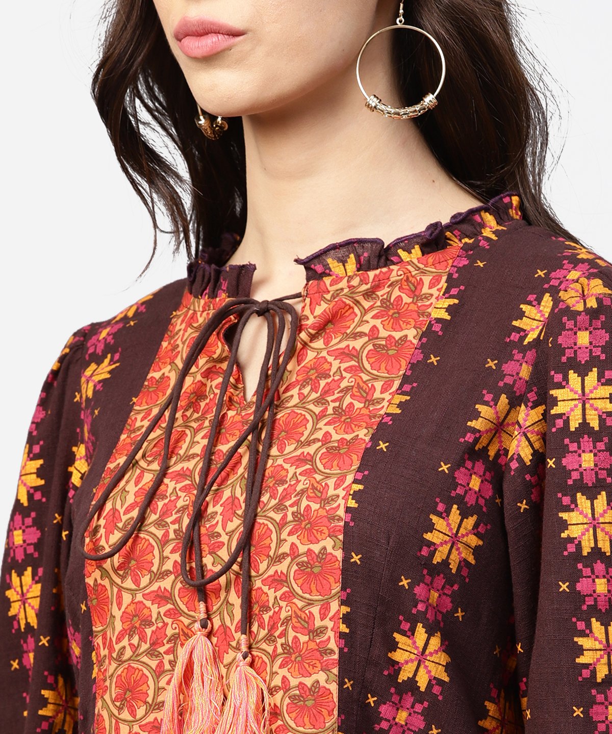 Women's Printed 3/4Th Sleeve Cotton A-Line Tunic